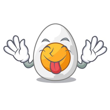 Dışarı taze haşlanmış yumurta maskot karikatür izole dil