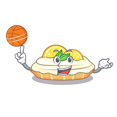 Şeker tozu vektör çizim ile ile basketbol çizgi film limon pasta