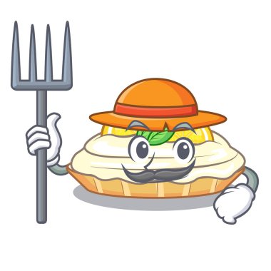 Çiftçi karikatür limonlu kek şeker tozu vektör çizim ile