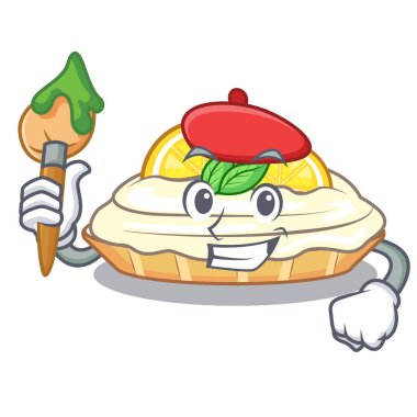 Sanatçı karikatür limonlu kek ile pudra şekeri