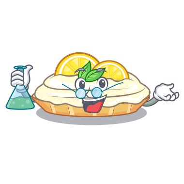 Profesör karikatür limon limon dilimi ile kek