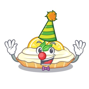 Palyaço maskot lezzetli ev yapımı limonlu kek şeker vektör çizim ile