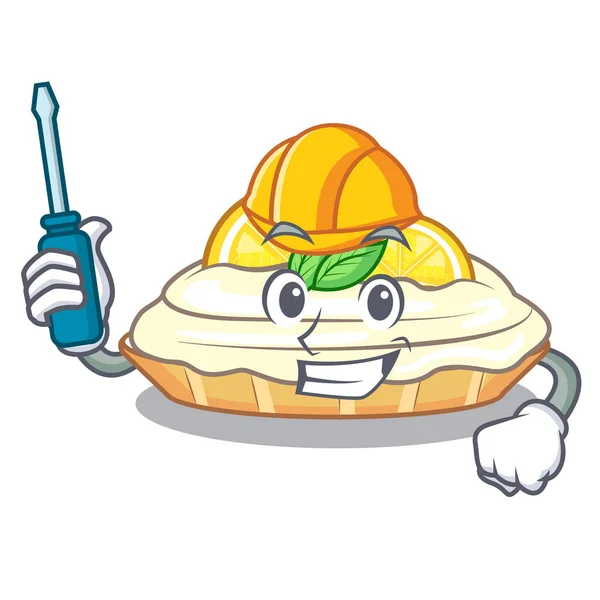 Mascota automotriz deliciosa tarta de limón casera con azúcar — Vector de stock