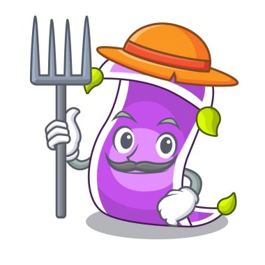 Çiftçi karikatür oryantal sihirli halı üzerinde gösteri vektör çizim