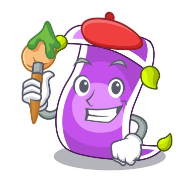 Sanatçı karikatür oryantal sihirli halı üzerinde gösteri vektör çizim