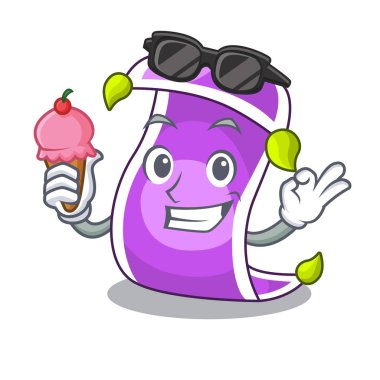 Dondurma karikatür uçan halı ile mavi gökyüzü vektör çizim karşı