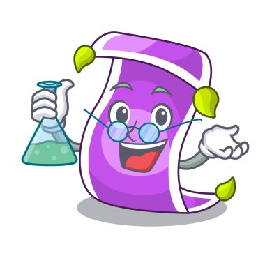 Profesör çizgi film, uçuş halı mavi gökyüzü vektör çizim karşı