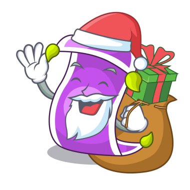 Noel Baba hediye sihirli halı ile bir afiş karikatür vektör çizim ile