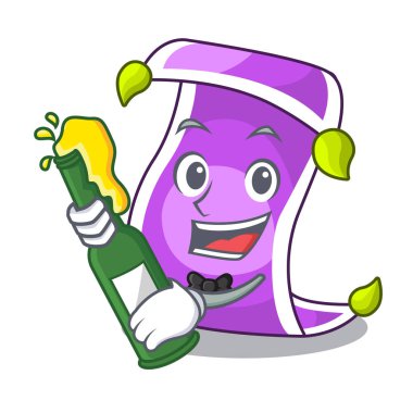 Bira sihirli halı ile bir afiş karikatür vektör çizim ile