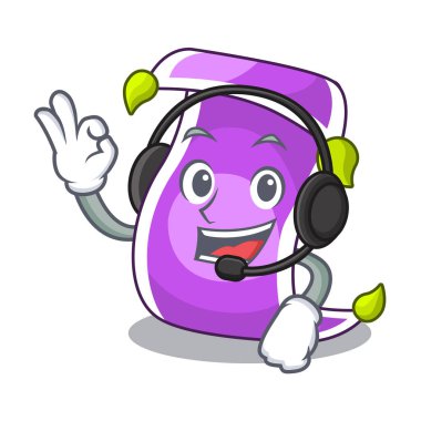 Kulaklık sihirli halı ile bir afiş karikatür vektör çizim ile