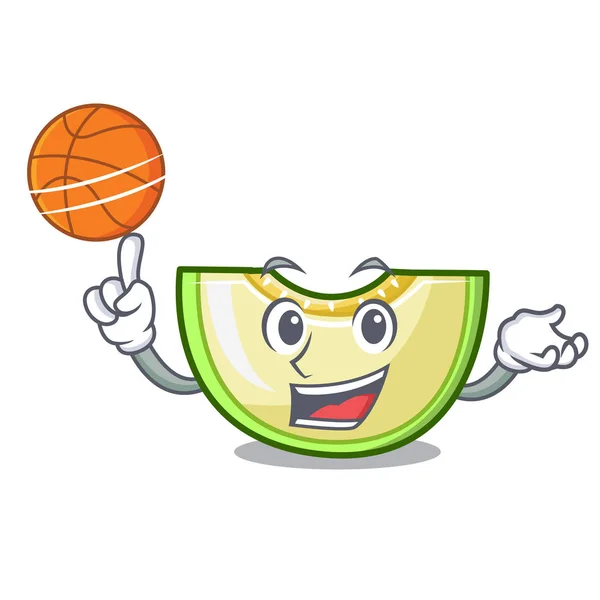 Med basket bit melon isolerad på cartoon — Stock vektor