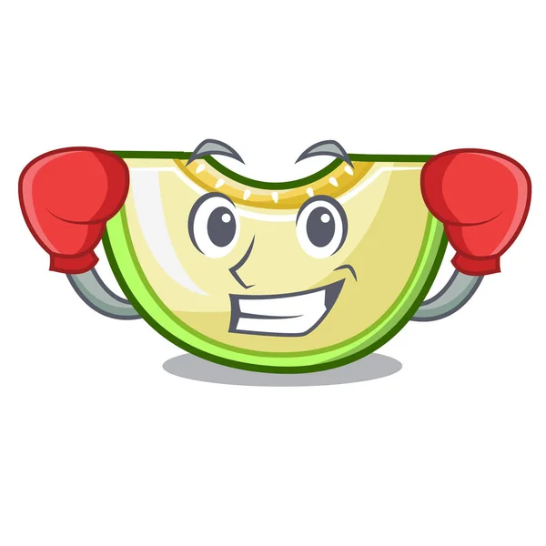 Boxeo rebanada de melón aislado en dibujos animados — Vector de stock