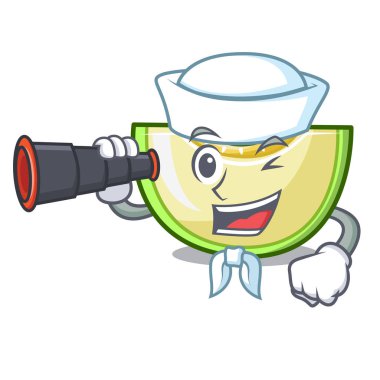 Denizci dürbün karikatür tatlı kavun dilimi tatlı