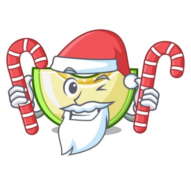 Taze kavun Yeşil tatlı şeker karikatür ile Santa dilimlenmiş