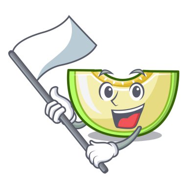 Bayrağı ile karikatür taze kavun Yeşil tatlı dilimlenmiş.