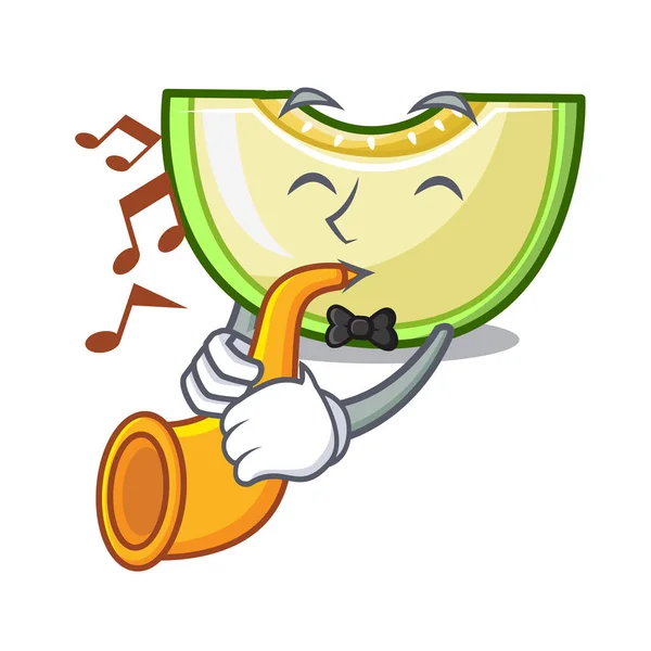 Trumpet Cartoon Sweet Melon Slice Dessert Vector Illustration — Stock Vector