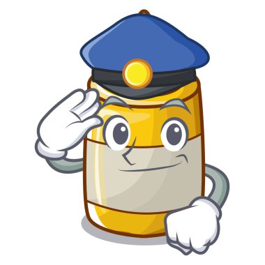 Polis hardal şişesi kap karikatür ile etiket yok