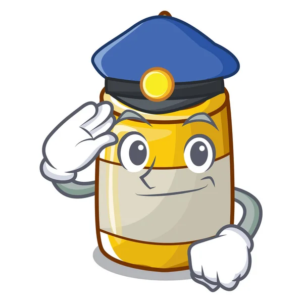 Police mustard bottle container cartoon with no label — Stock Vector