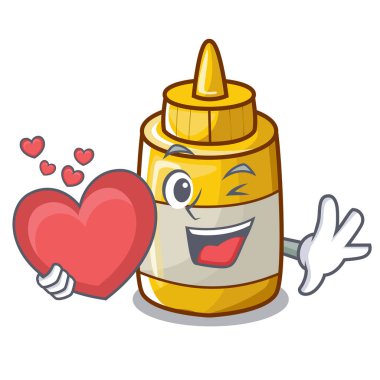 Plastik şişe karikatür ile kalp sarı hardal