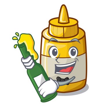 Bira ev yapımı hardal sosu ile çizgi film şişe