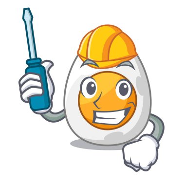 Taze haşlanmış yumurta maskot karikatür izole Otomotiv