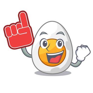 Taze haşlanmış yumurta maskot karikatür izole köpük parmak