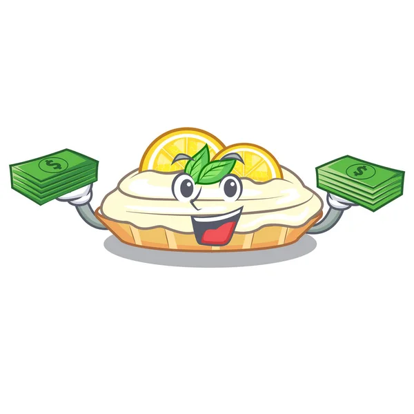 Peníze kreslený kusem mňam citronový dort — Stockový vektor