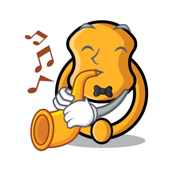 With trumpet elegant fashion door knocker mascot cartoon — Stock Vector