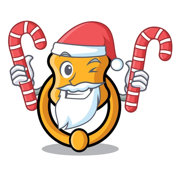 Santa med godis vintage door knocker på maskot tecknade — Stock vektor