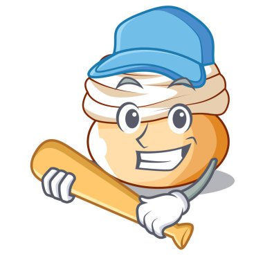 Beyzbol çizgi film semla bun badem ezmesi ile oynamak