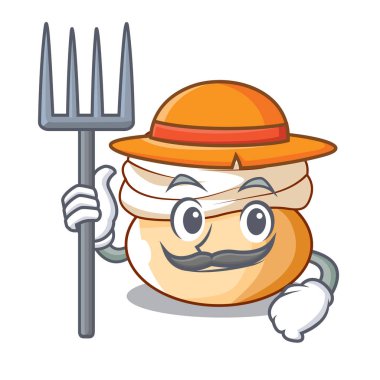 Çiftçi çizgi film semla topuz ile badem yapıştırın