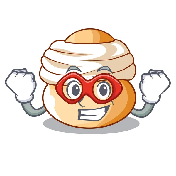 Супергерой Семла сладкий крем пасхальные булочки персонаж — стоковый вектор