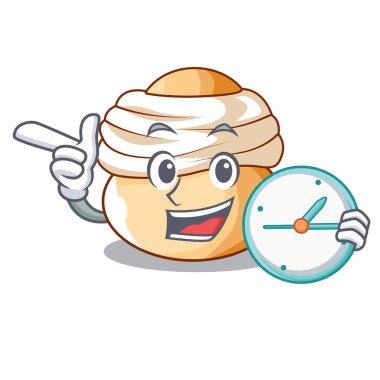 Saat semla tatlı krem Paskalya çöreği karakteri ile