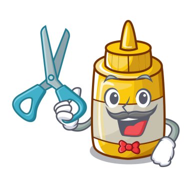 Kuaför hardal şişe kap karikatür ile etiket yok