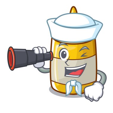 Denizci plastik şişe karikatür dürbün sarı hardal