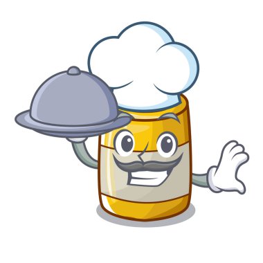 Şef gıda sarı hardal plastik şişe karikatür