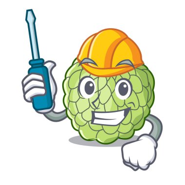 Maskot vektör çizim Otomotiv Olgun şeker elma meyve