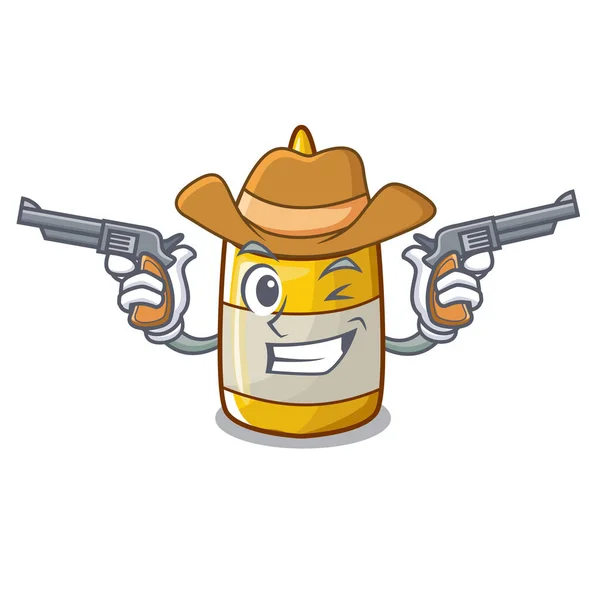 Cowboy botella de mostaza de dibujos animados sin etiqueta — Vector de stock