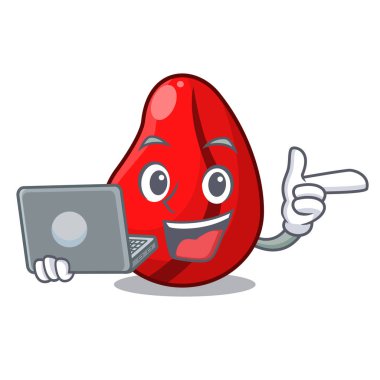 Dizüstü bilgisayar bütün kola cevizi ile Pazar karikatür