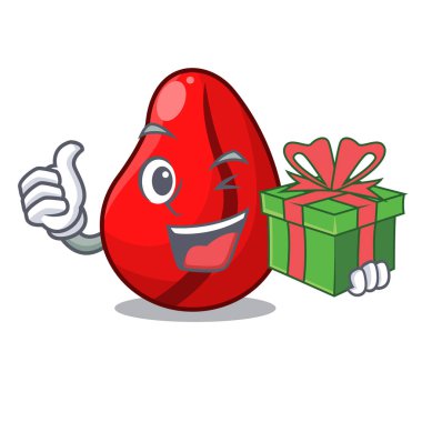 İzole karikatür hediye kola fındık meyve ile