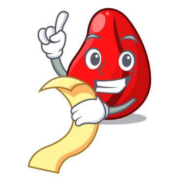 Karikatür izole menü kola fındık meyve ile