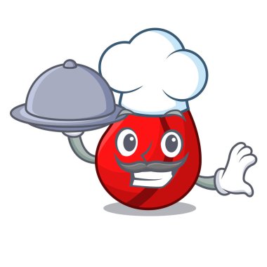 Şef karikatür izole gıda kola fındık meyve ile