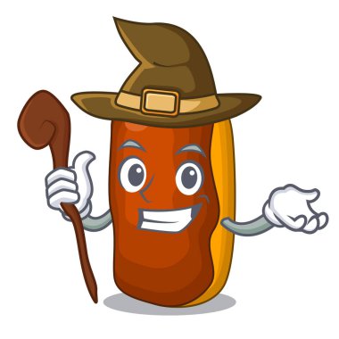 Cadı maskot karikatür pasta kek rengi çikolata