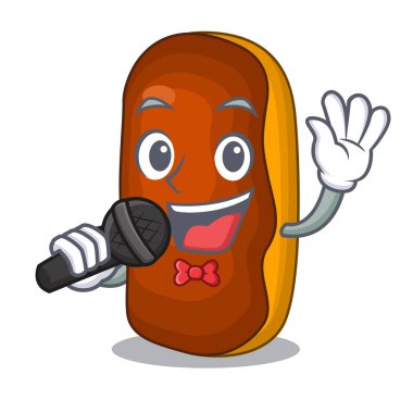 Şarkı maskot karikatür pasta kek rengi çikolata