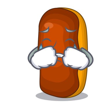 Maskot karikatür pasta kek rengi çikolata ağlıyor