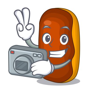 Fotoğrafçı maskot karikatür pasta kek rengi çikolata