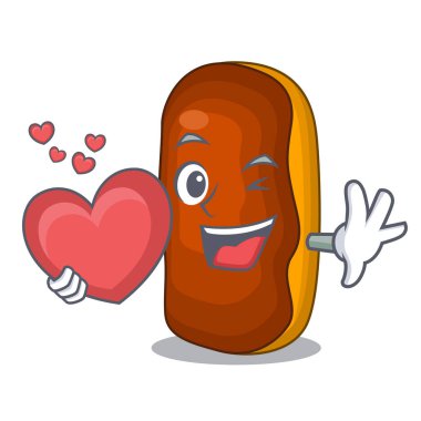 Kalp maskot karikatür pasta kek renk ile çikolata