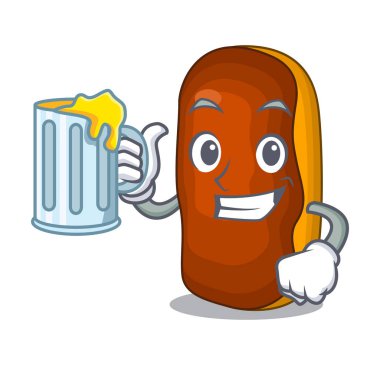 Suyu maskot karikatür pasta kek renk ile çikolata