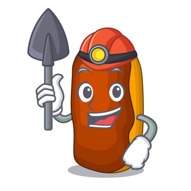 Madenci maskot karikatür pasta kek rengi çikolata