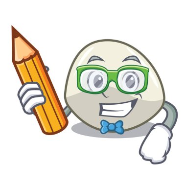 Öğrenci karakter karikatür taze mozzarella peynir dilimleri